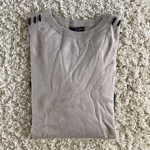 Aqua Brown / Tan Fringe Sweater. Size medium.